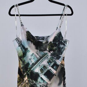 Karl Lagerfeld Paris Cityscape Print Midi Dress – Size 10